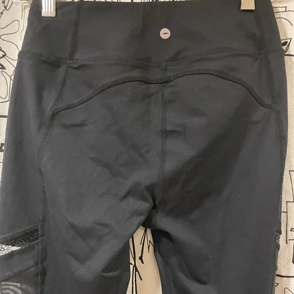 Avia Full Length Mesh & Lace Leg Cutout Insets Black Legging Sz XS / XCH 0-2 - Picture 5 of 14